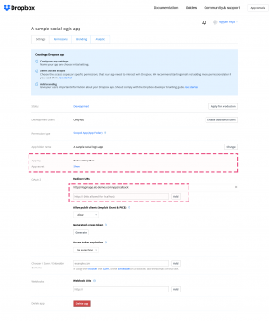 dropbox api key and secret dropbox api key and secret